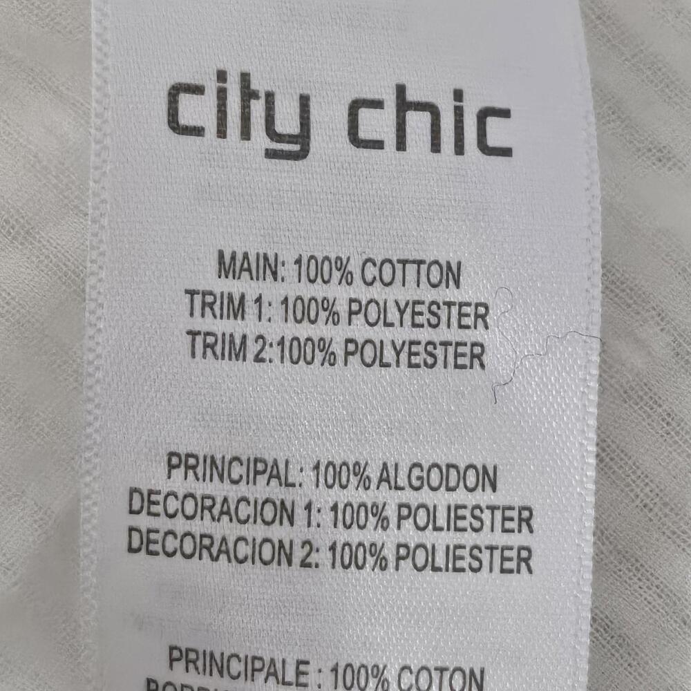 2/$50 City Chic Plus Size Summer Delight Ivory Puff Sleeve Peplum Blouse Size 14 - Picture 6 of 8